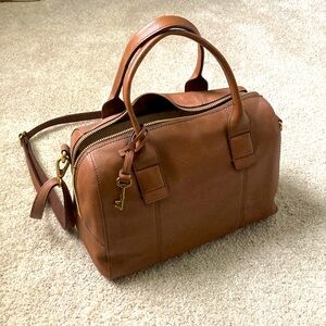 Fossil Leather Satchel Bag Brown with Strap